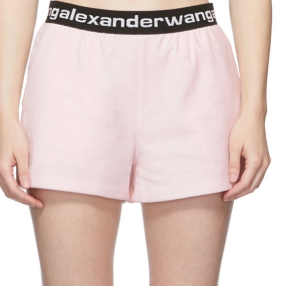 Alexander Wang Pink Stretch Logo Cap Shorts Size S - Picture 1 of 4